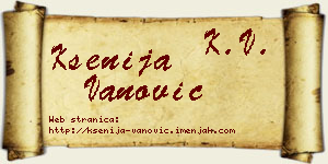Ksenija Vanović vizit kartica